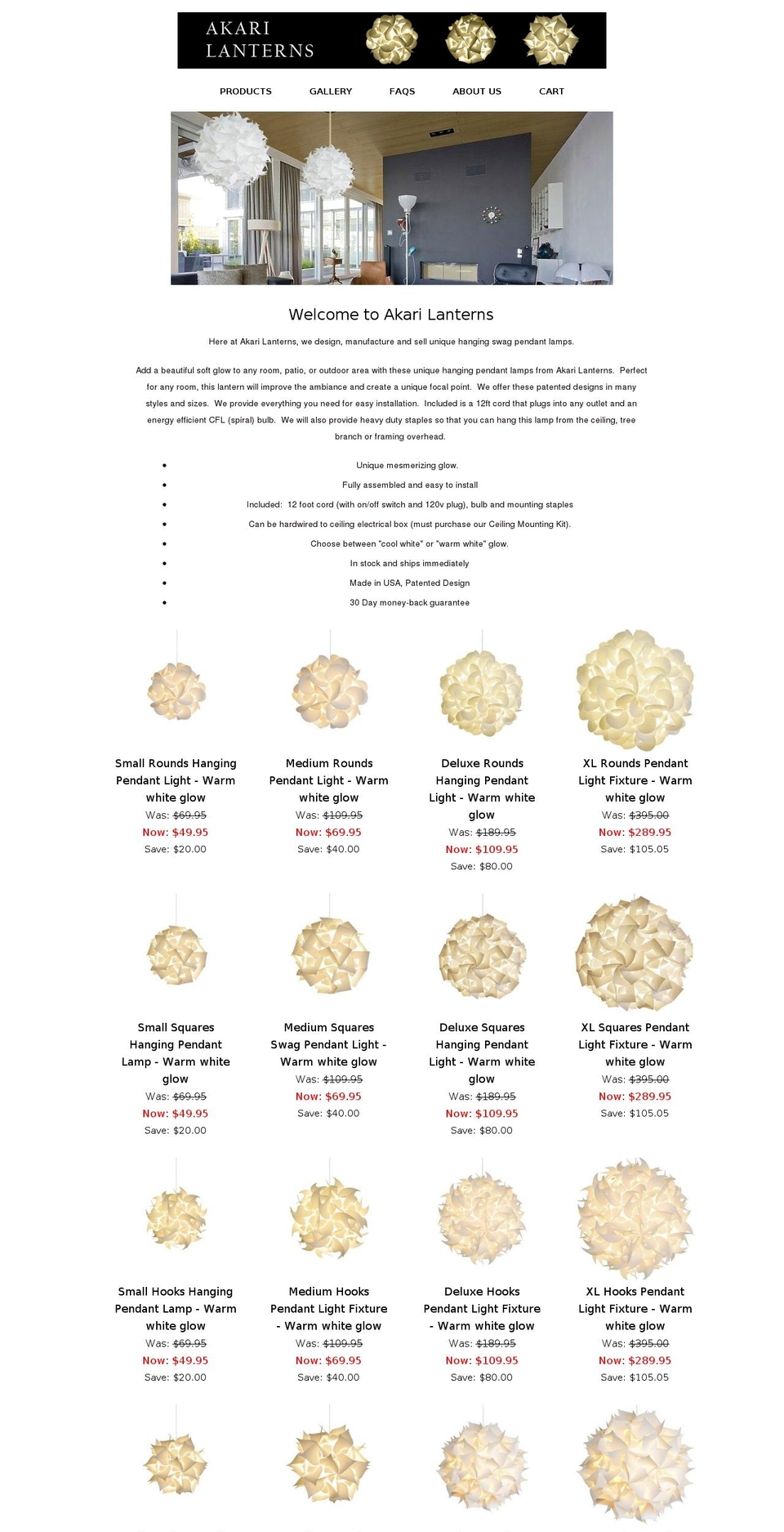 akarilanterns.com shopify website screenshot