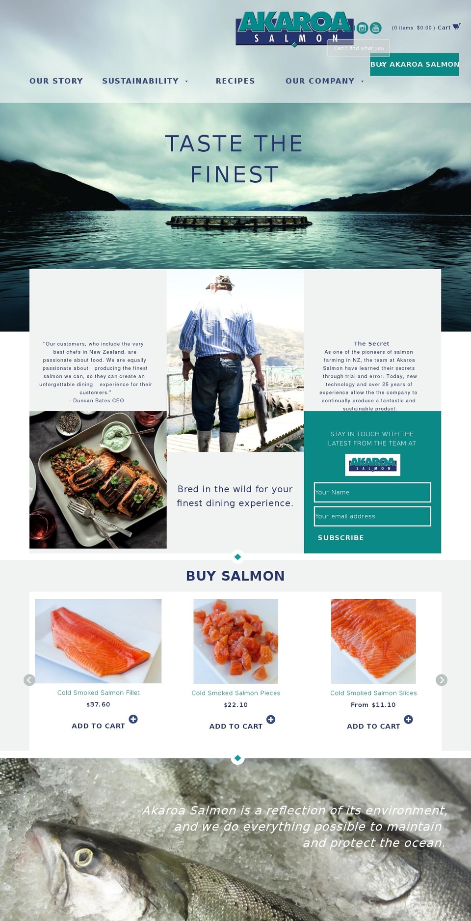 Timber-latest Shopify theme site example akaroasalmon.co.nz