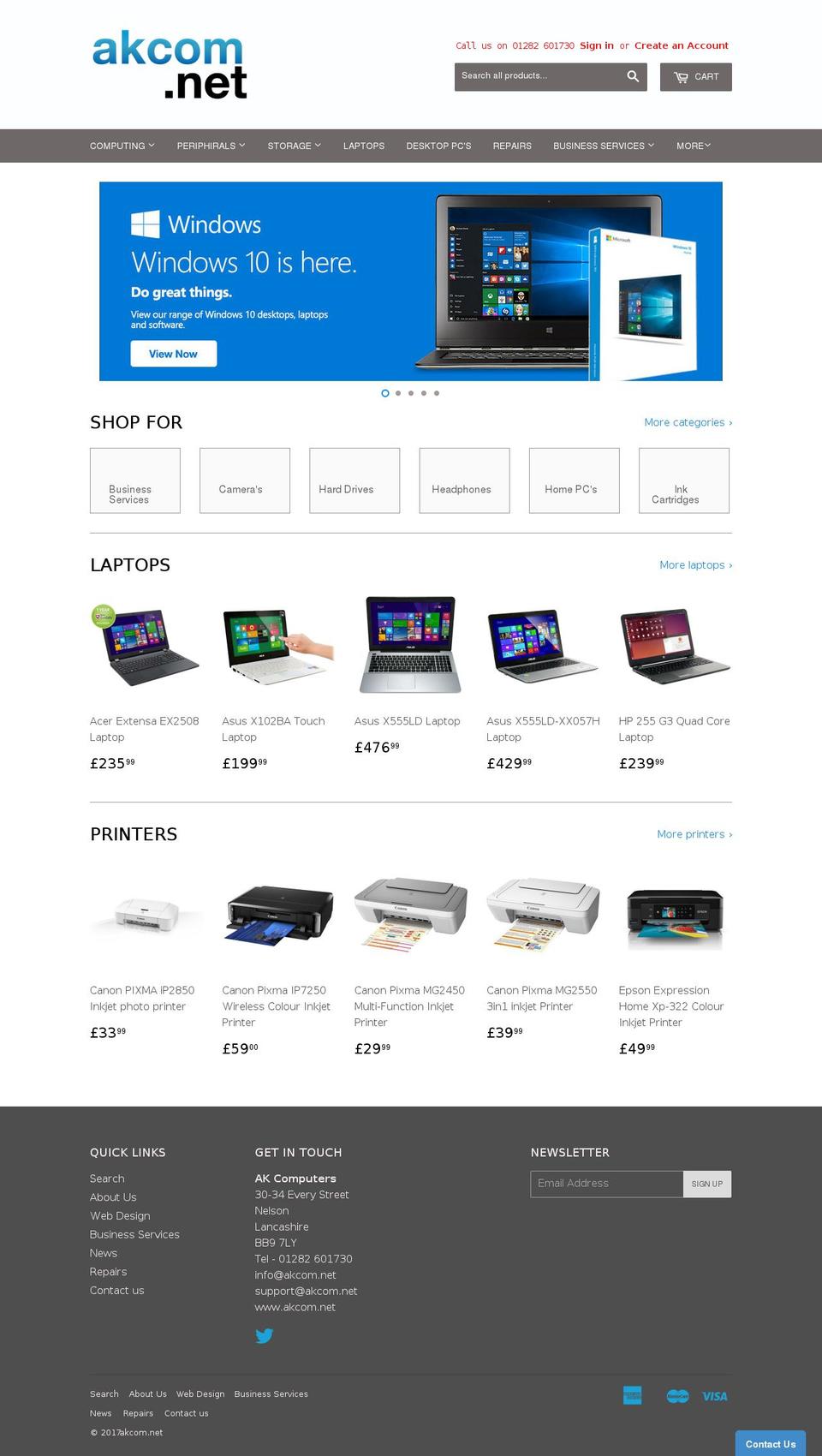 akcom.net shopify website screenshot