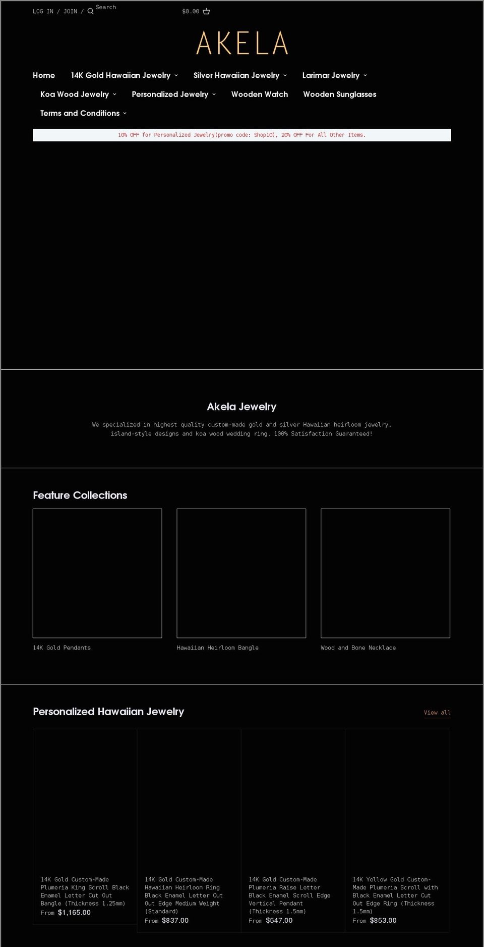 akelajewelry.com shopify website screenshot