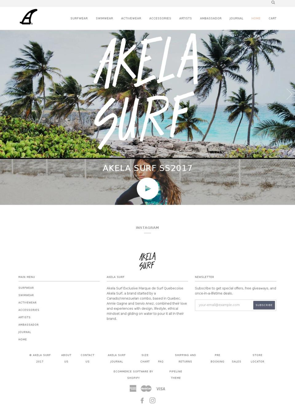 akelasurf.com shopify website screenshot