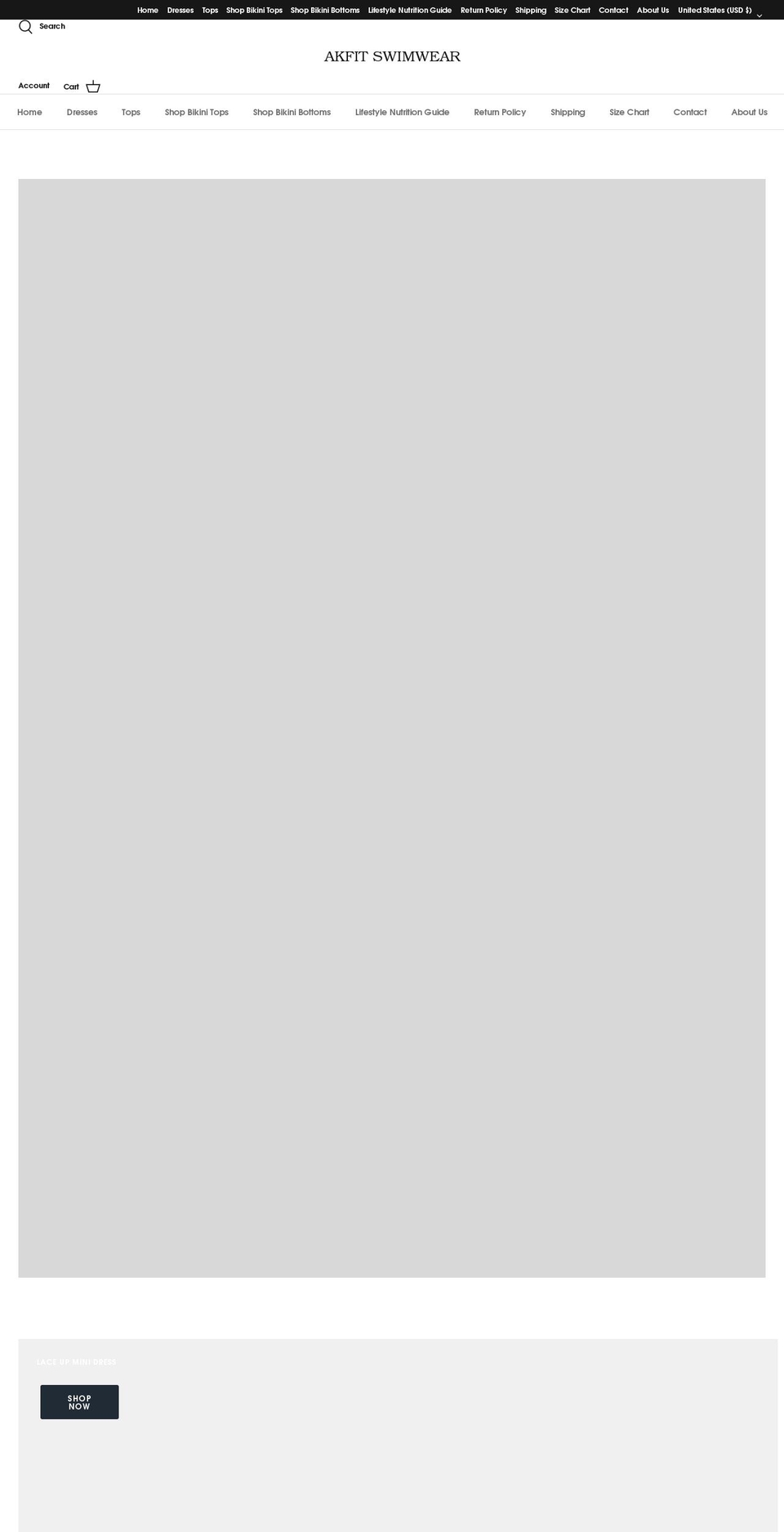 akfitswimwear.com — Shopify storefront screenshot