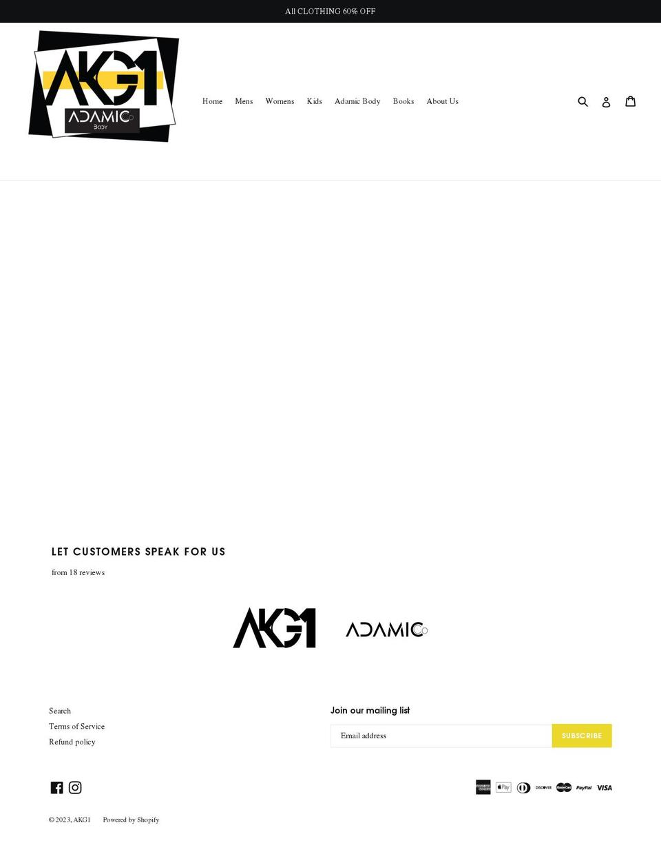 akg1.com shopify website screenshot