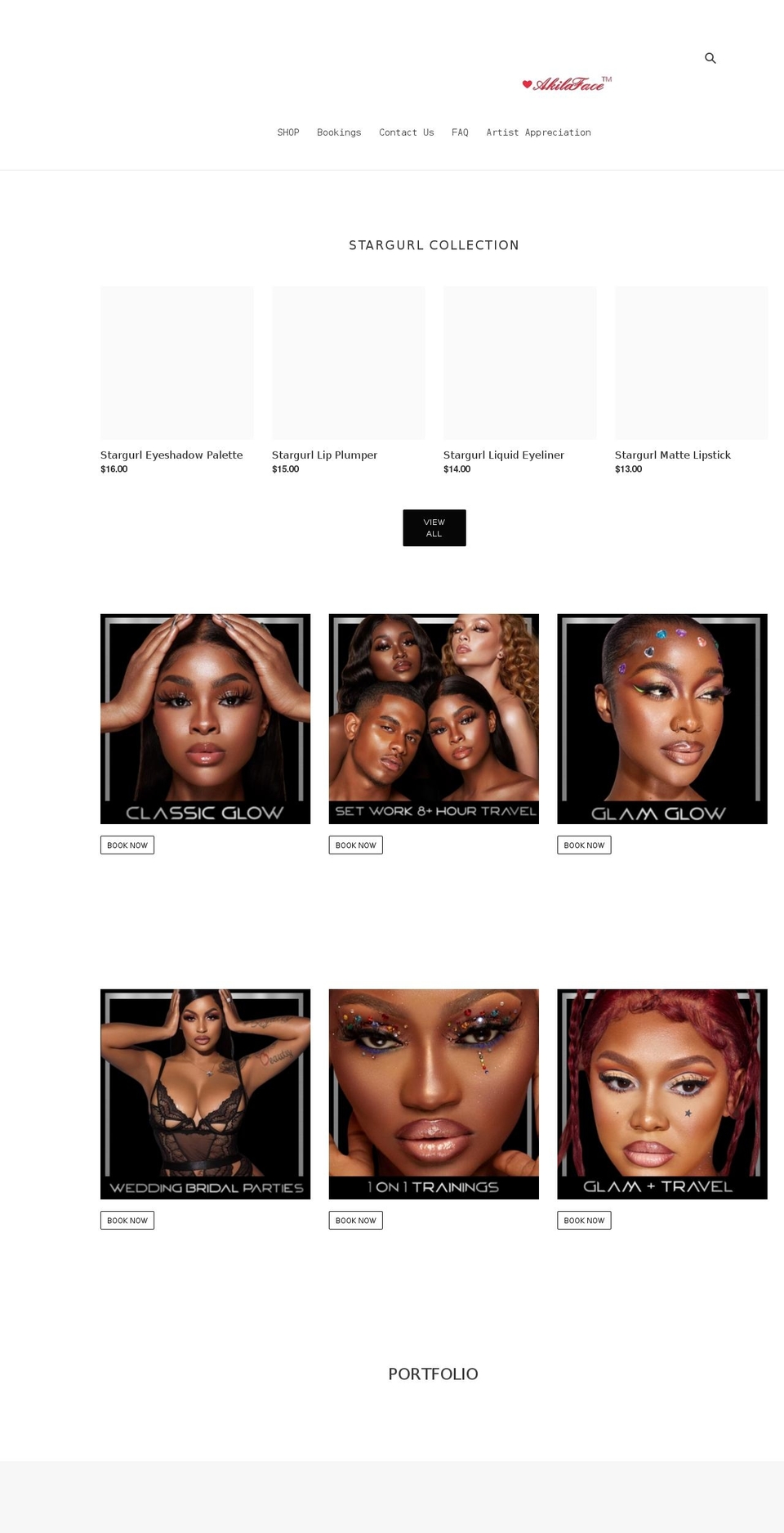 akilaface.com shopify website screenshot