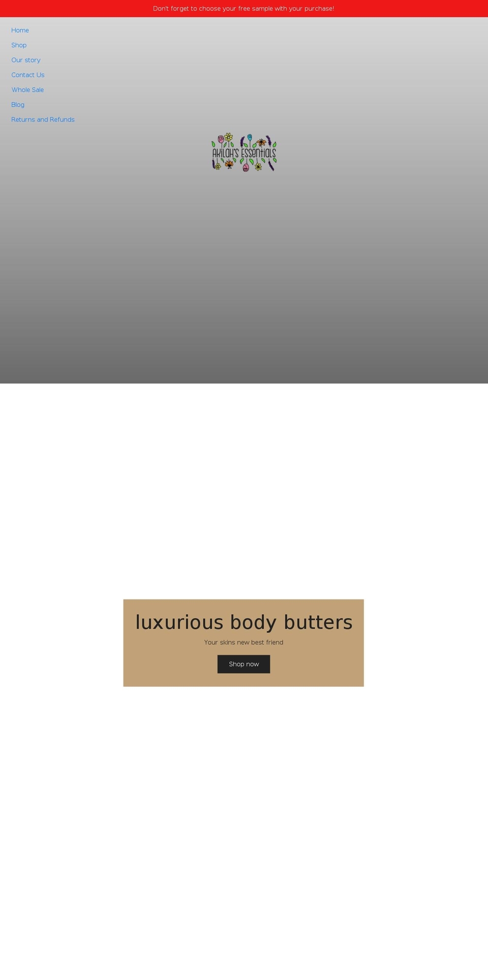akilahsessentials.com shopify website screenshot