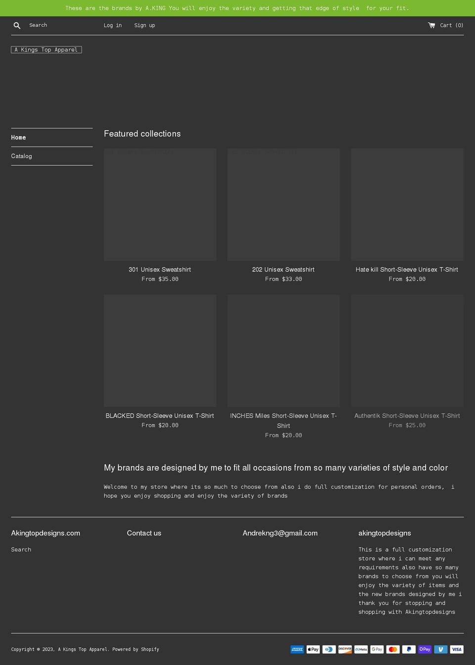 akingtopdesigns.com shopify website screenshot