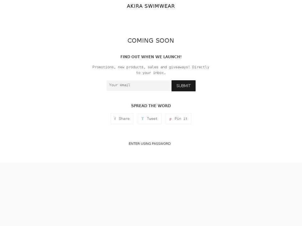 akiraswimwear.com shopify website screenshot