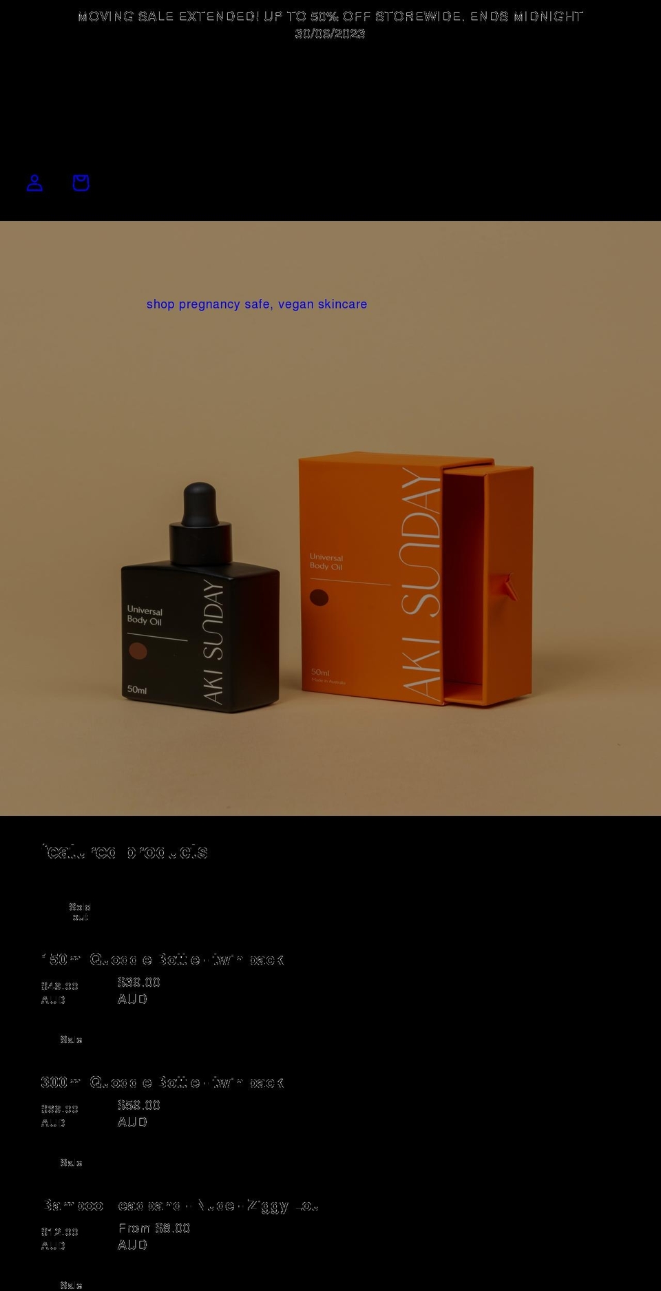 akisunday.com shopify website screenshot