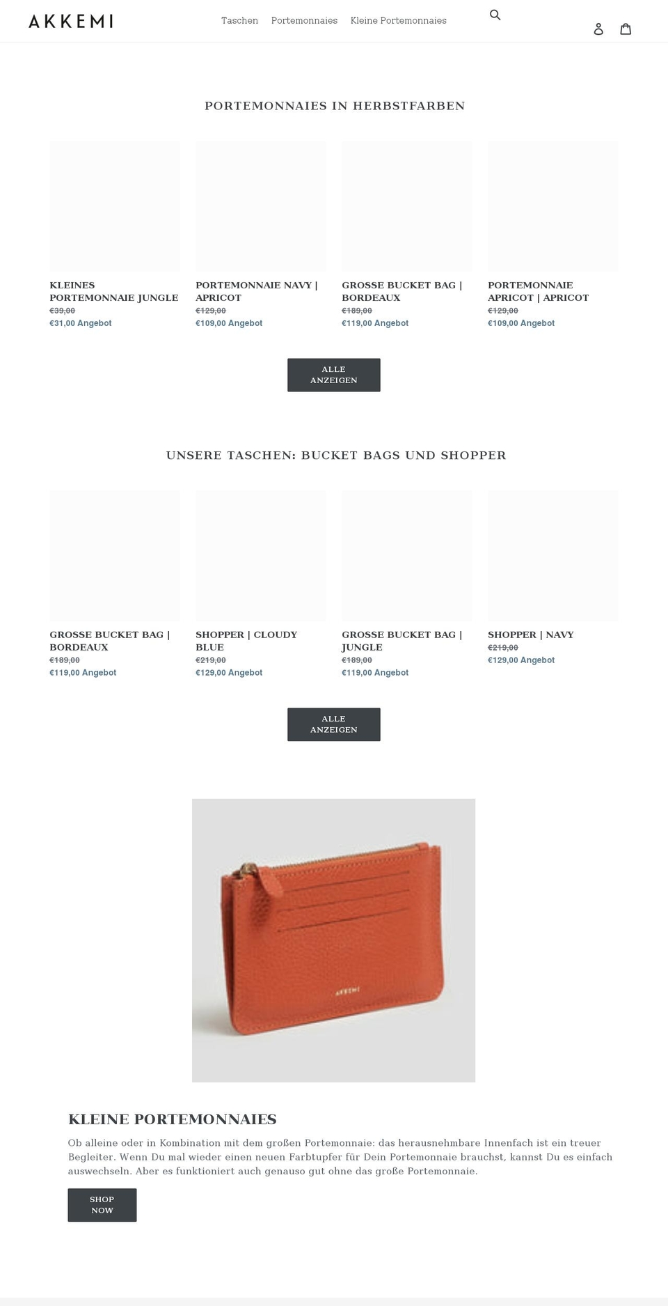 akkemi.com shopify website screenshot