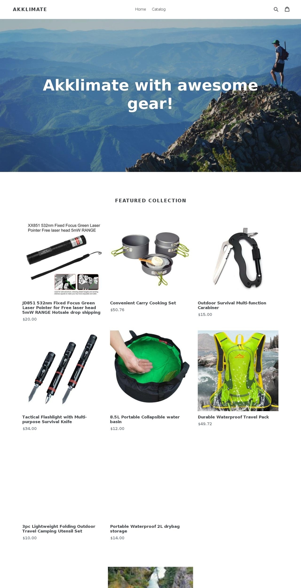 akklimate.com — Shopify storefront screenshot