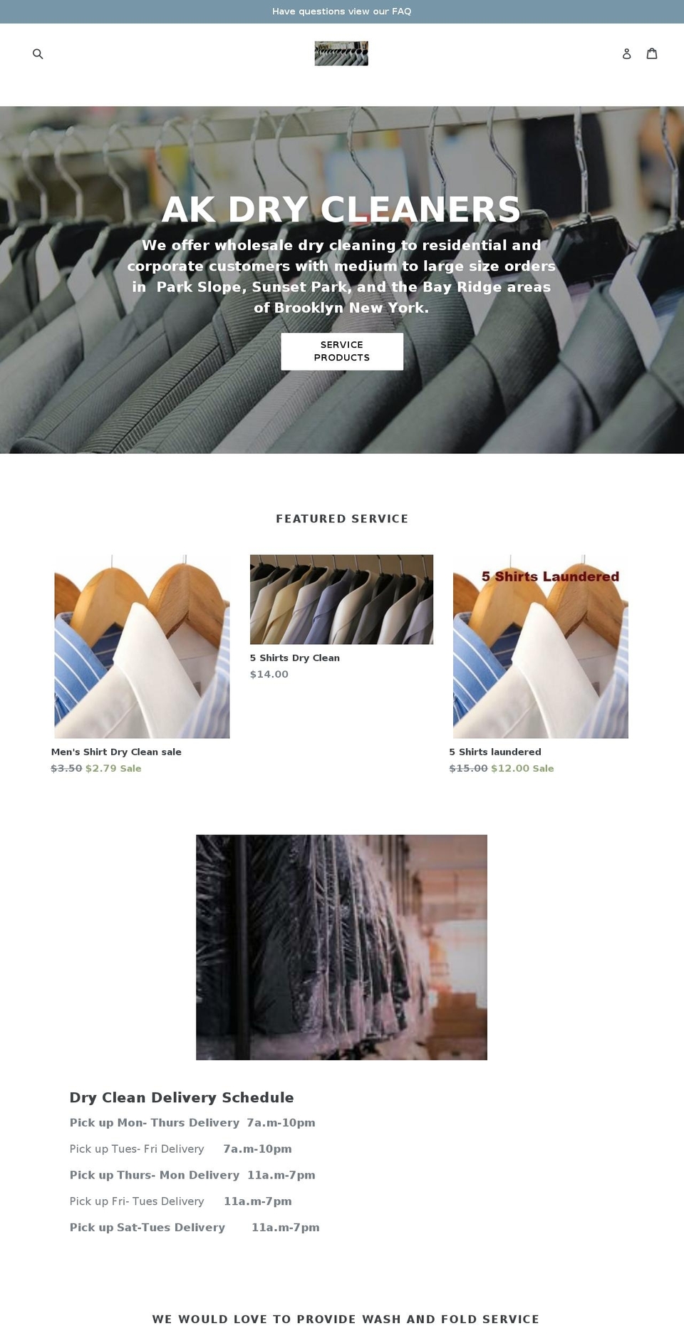 StoreFront Shopify theme site example aklaundromat.com