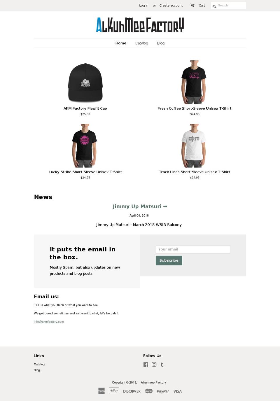 akmfactory.com — Shopify storefront screenshot