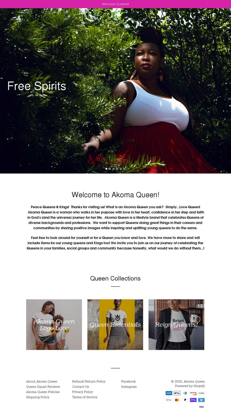 akomaqueen.com shopify website screenshot