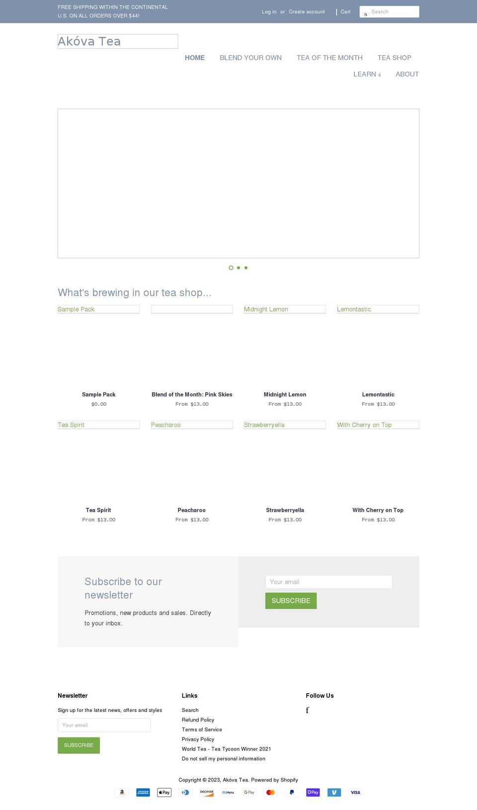akovatea.com shopify website screenshot