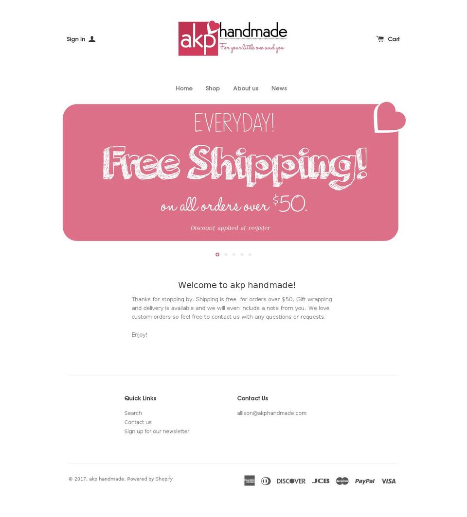 akphandmade.com shopify website screenshot