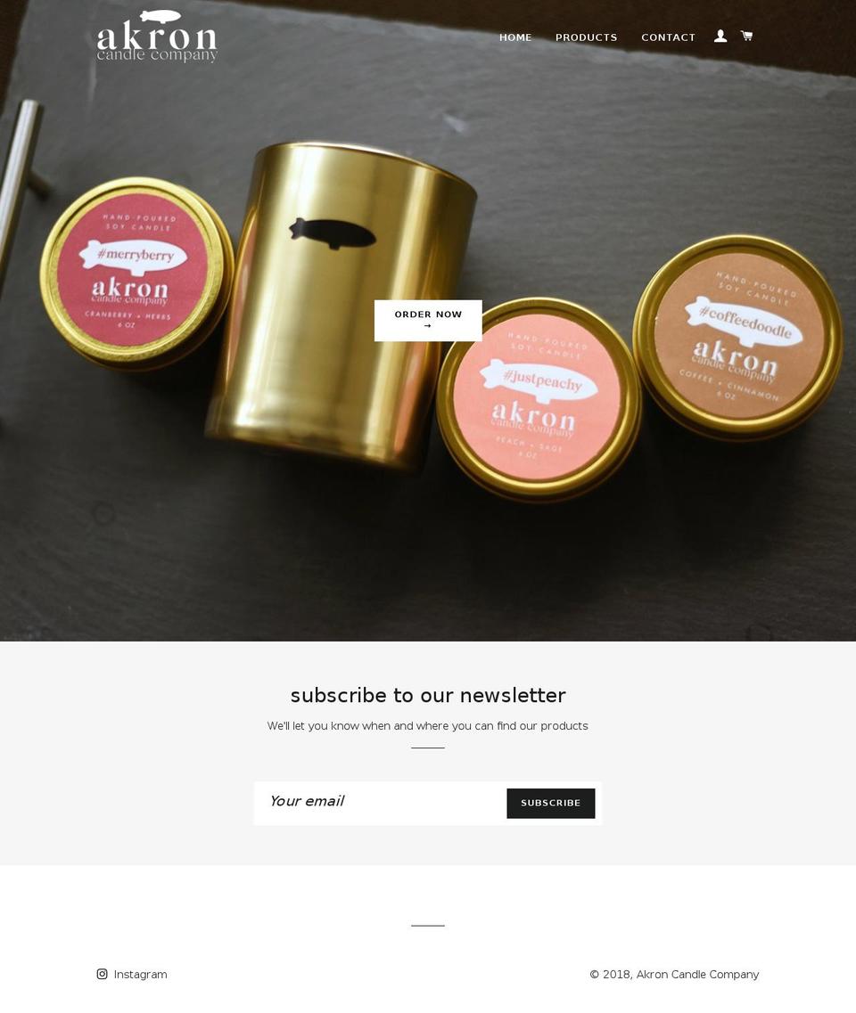 akroncandlecompany.com shopify website screenshot