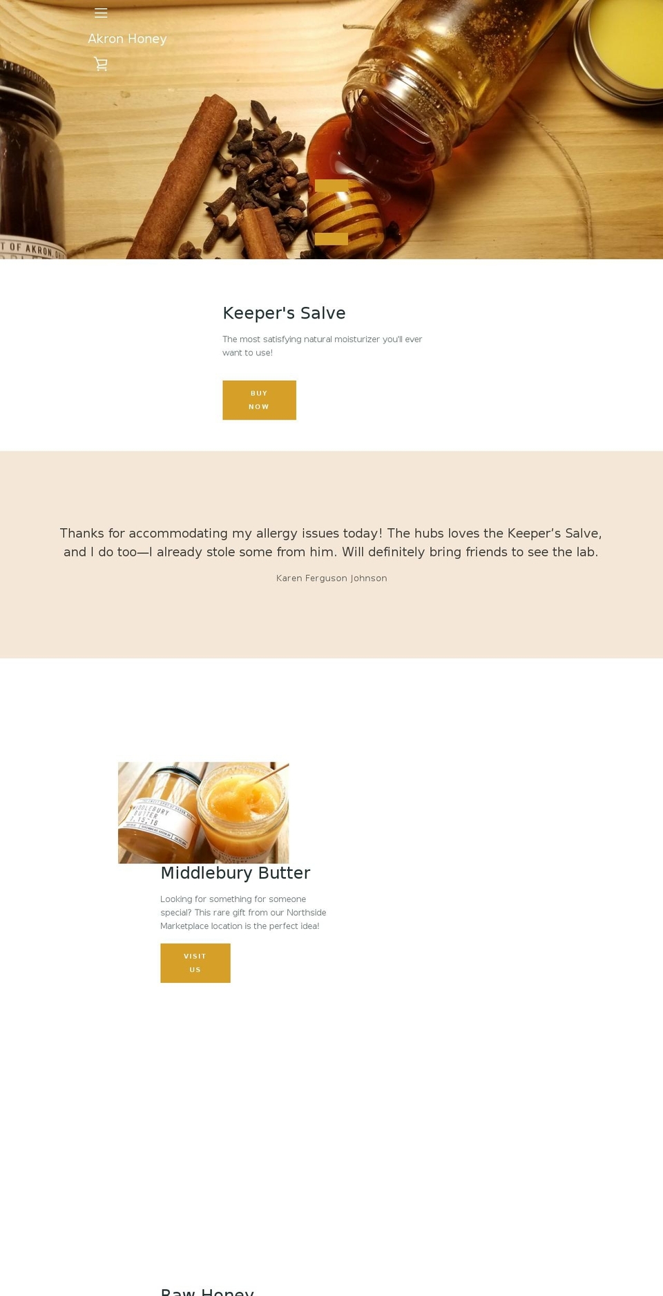 Flow with Installments message Shopify theme site example akronhoney.com