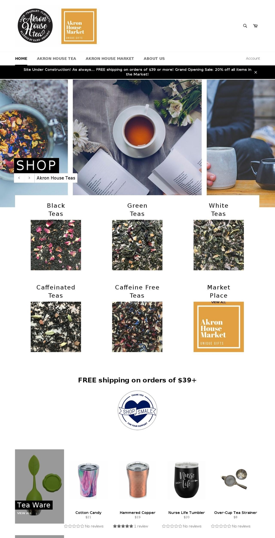 akronhousetea.com — Shopify storefront screenshot