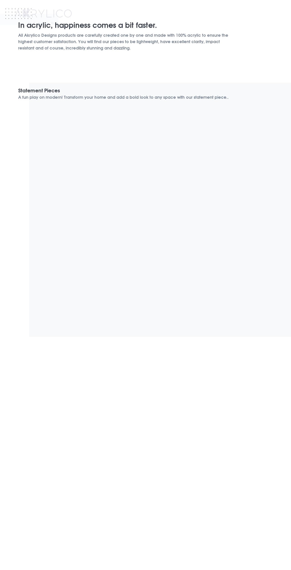 akrylicodesigns.com shopify website screenshot