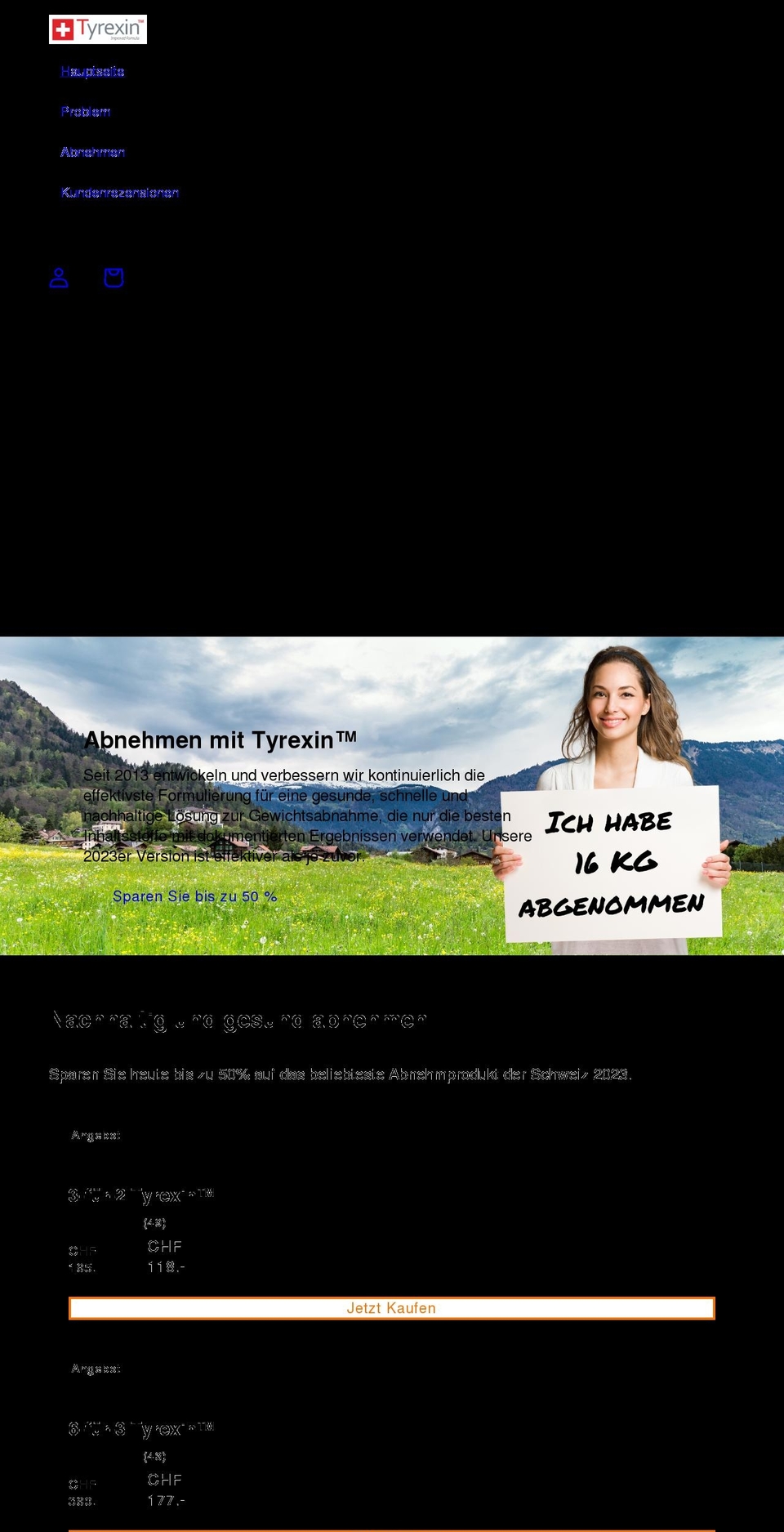 aktion.tyrexin.ch shopify website screenshot