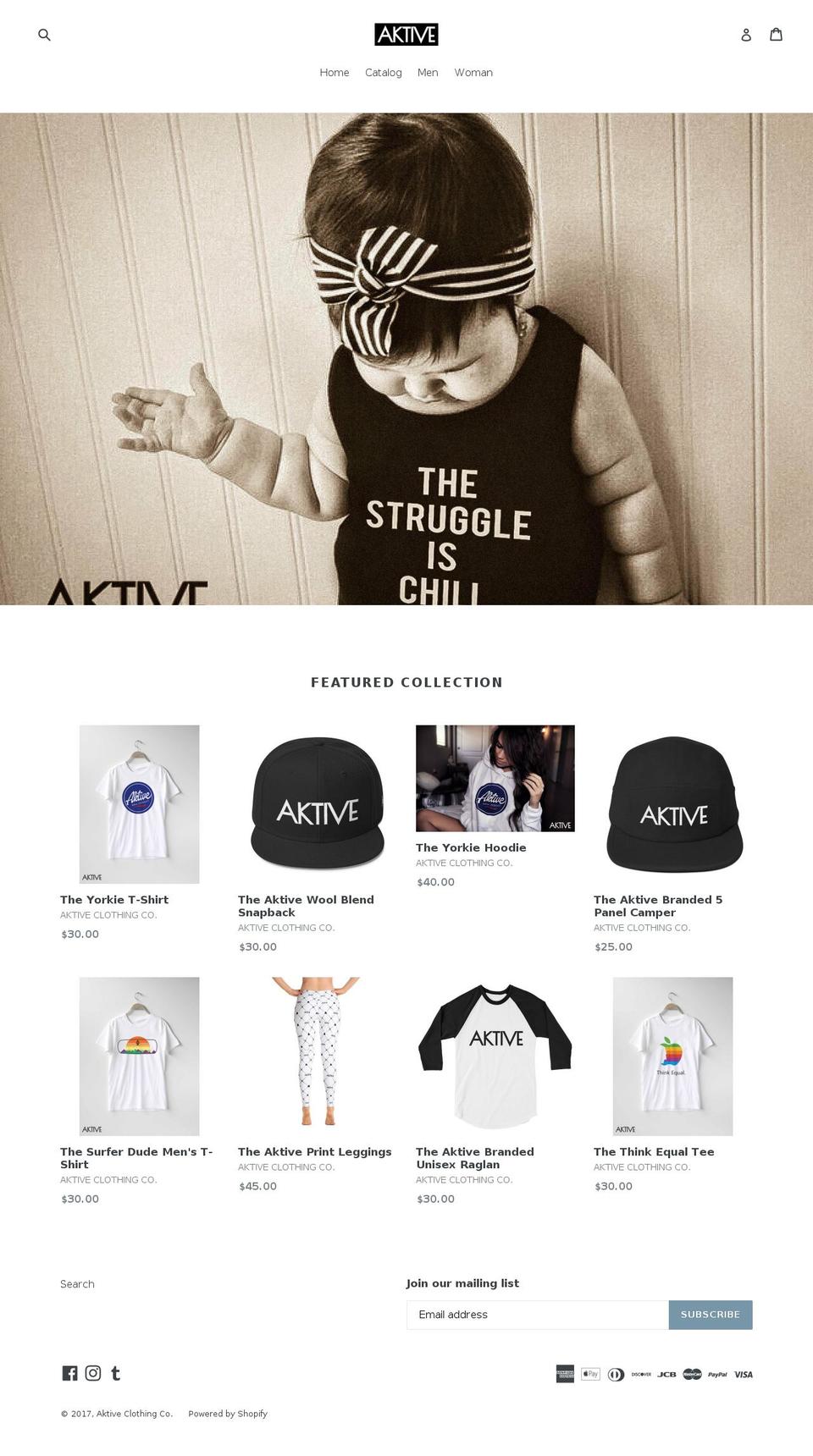 aktiveclothingcompany.com shopify website screenshot