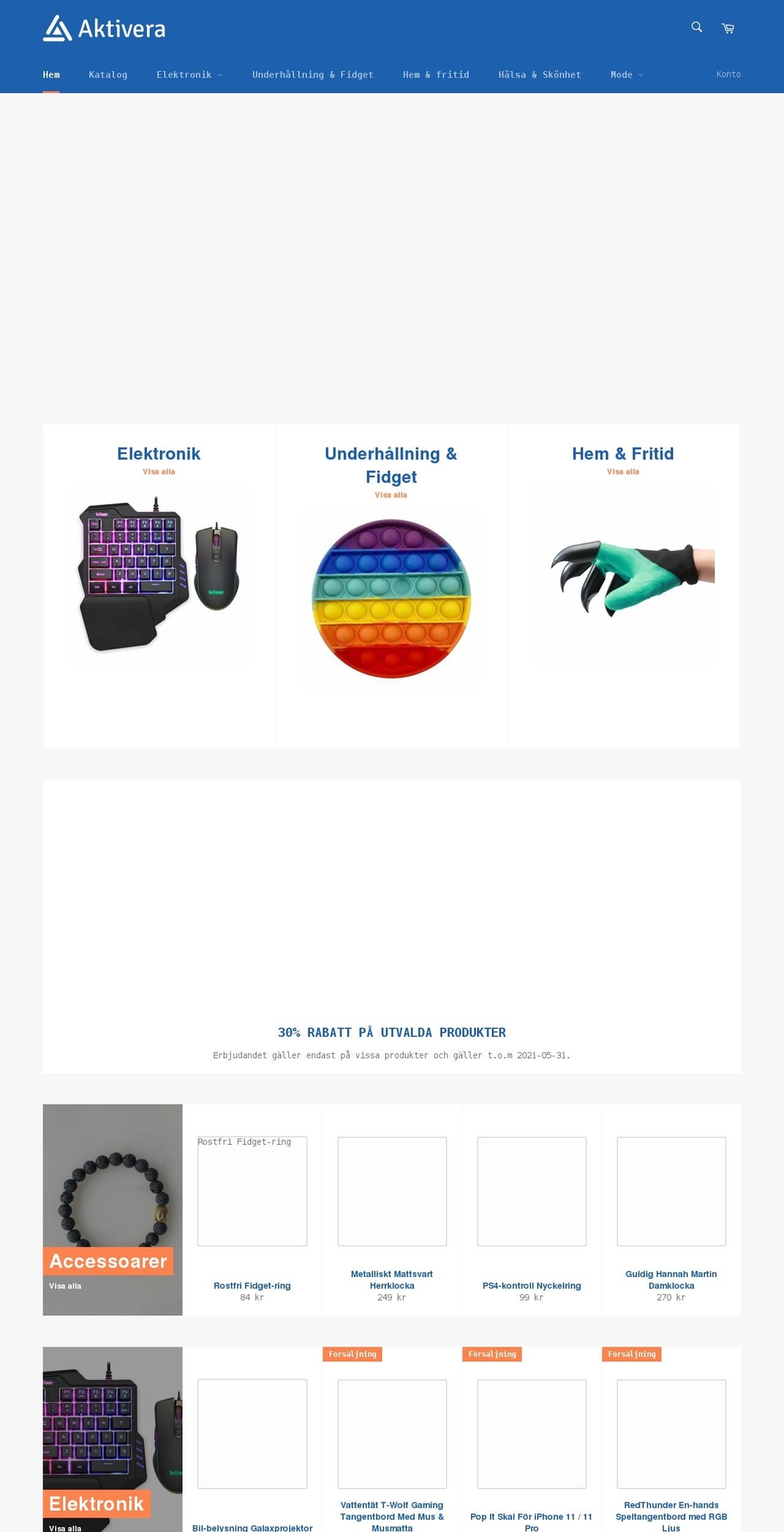 aktiverastore.se shopify website screenshot