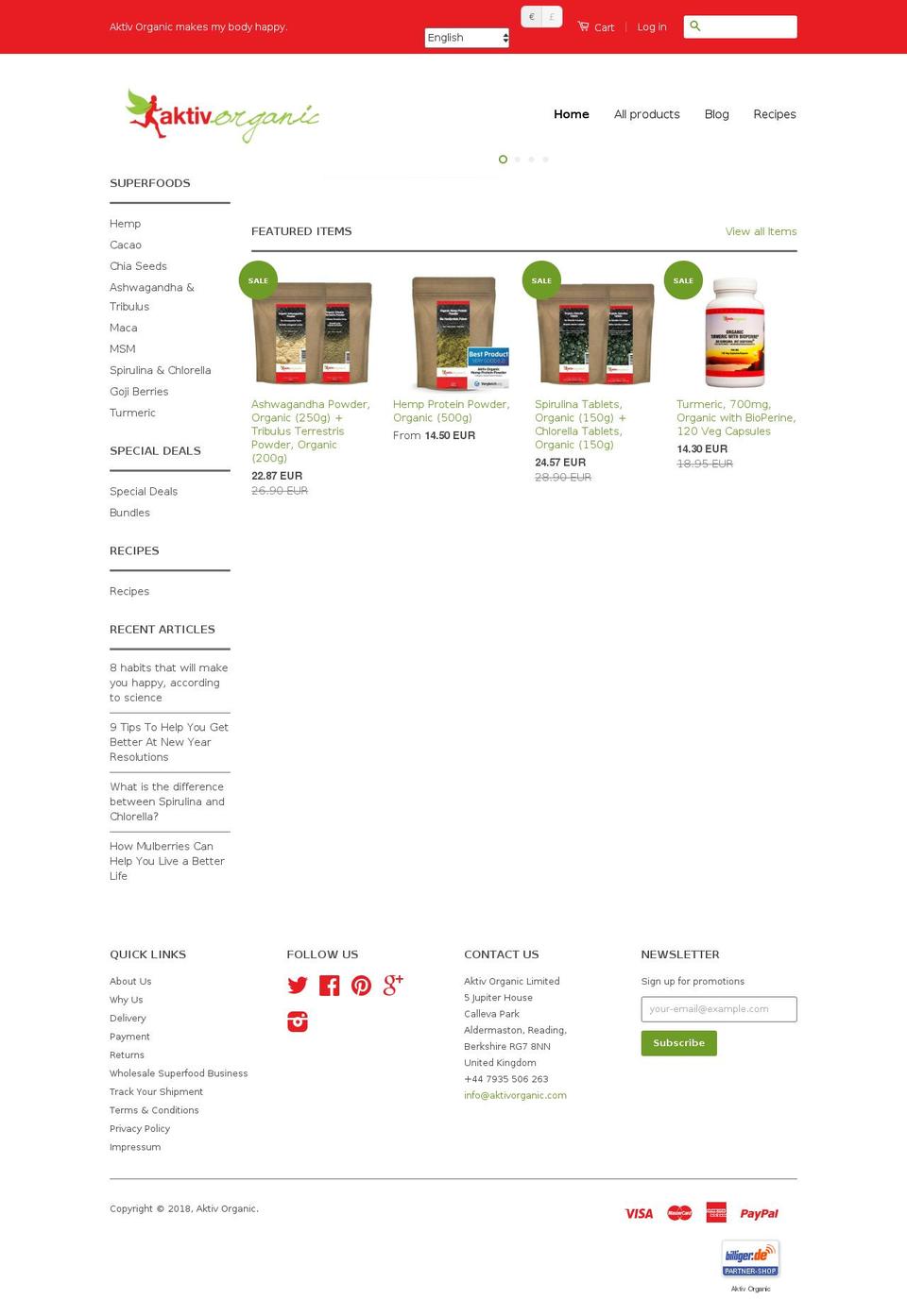 aktivfoods.com — Shopify storefront screenshot