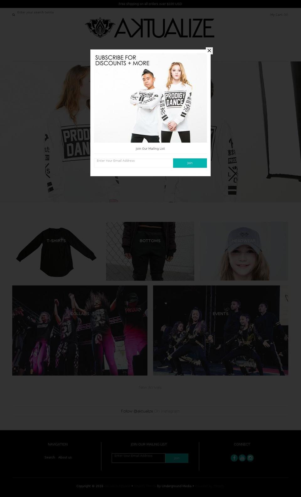 aktualizeapparel.com — Shopify storefront screenshot