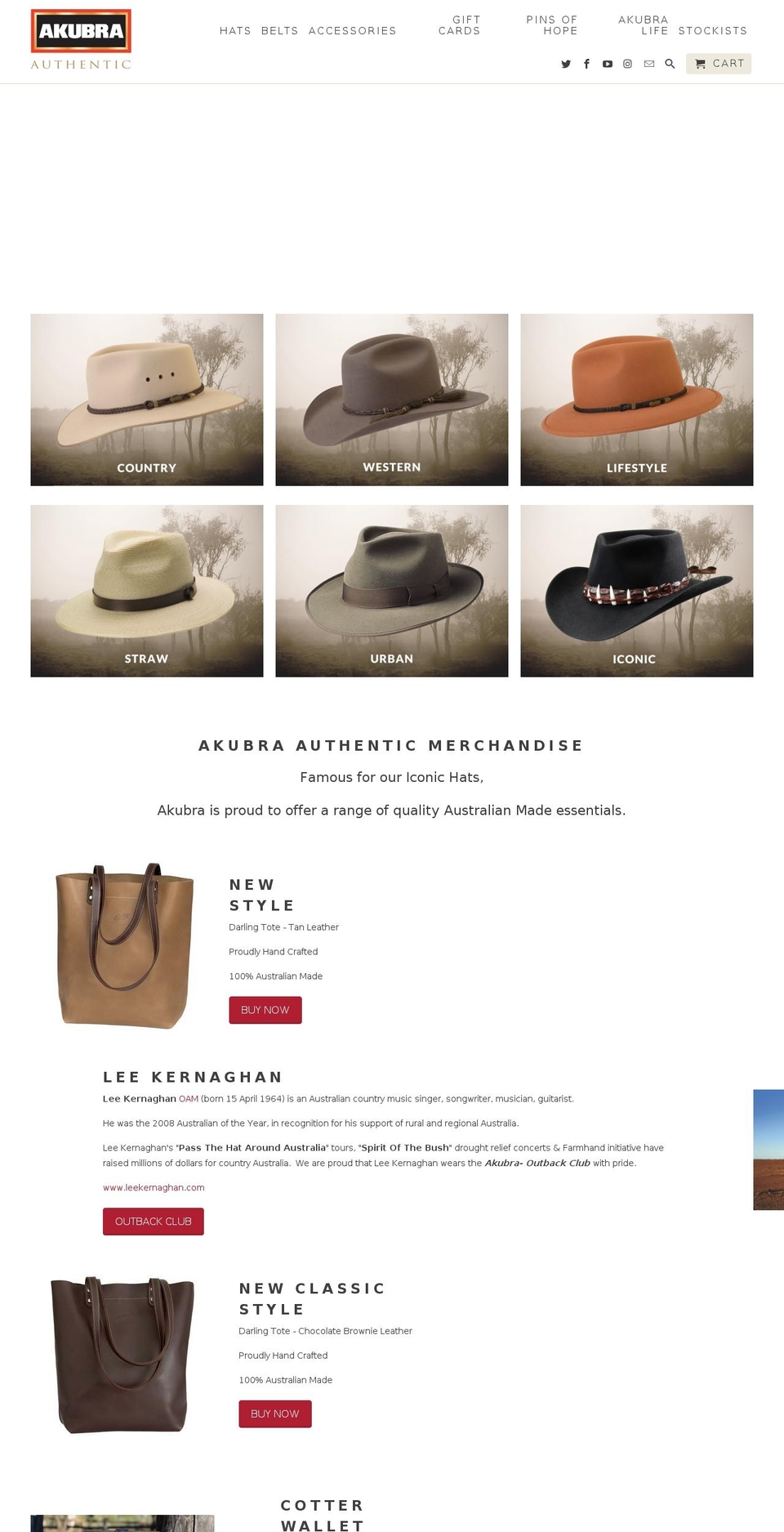 akubra.com.au shopify website screenshot