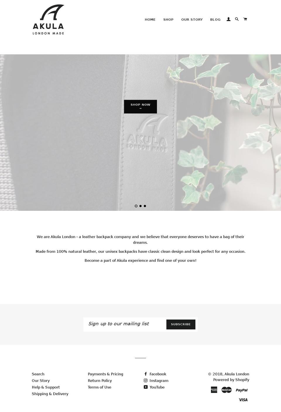 akulalondon.com shopify website screenshot