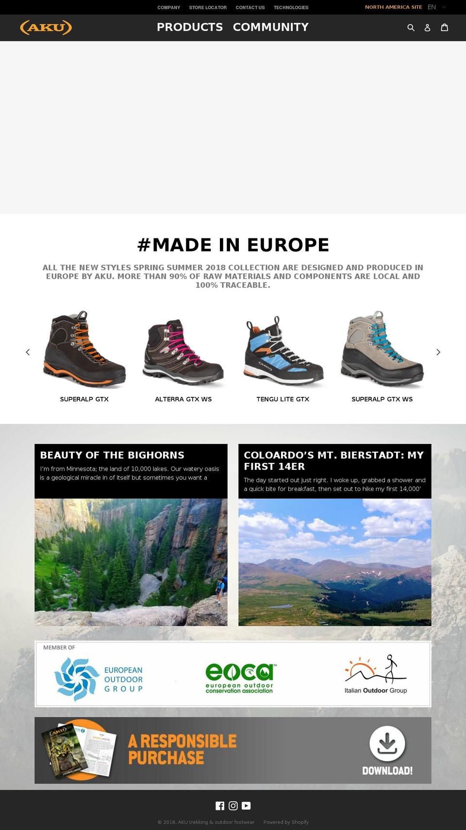 akuoutdoor.com — Shopify storefront screenshot
