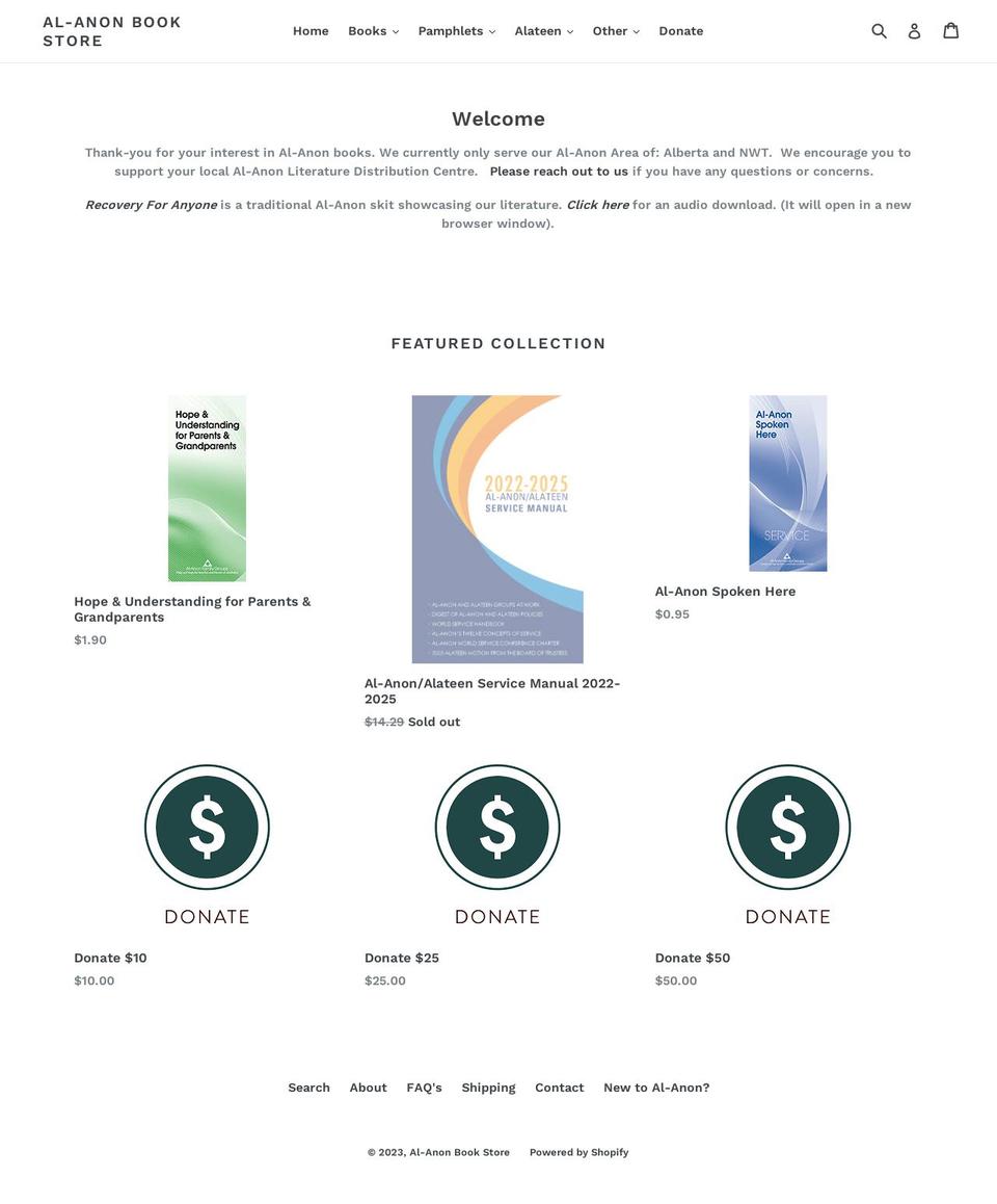 al-anonbookstore.ca shopify website screenshot