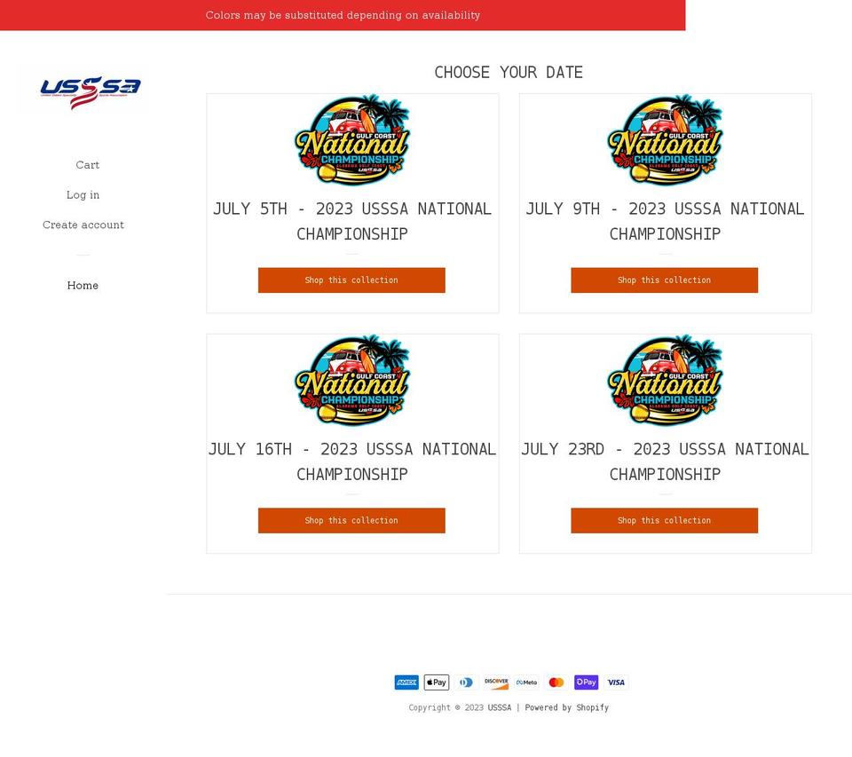 alabama-usssa.myshopify.com shopify website screenshot