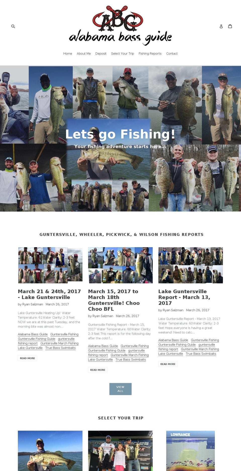 alabamabassguide.com shopify website screenshot