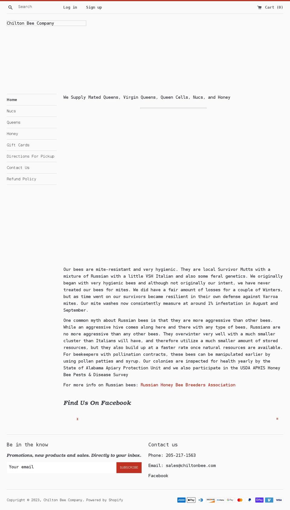 alabamahoneybee.com shopify website screenshot