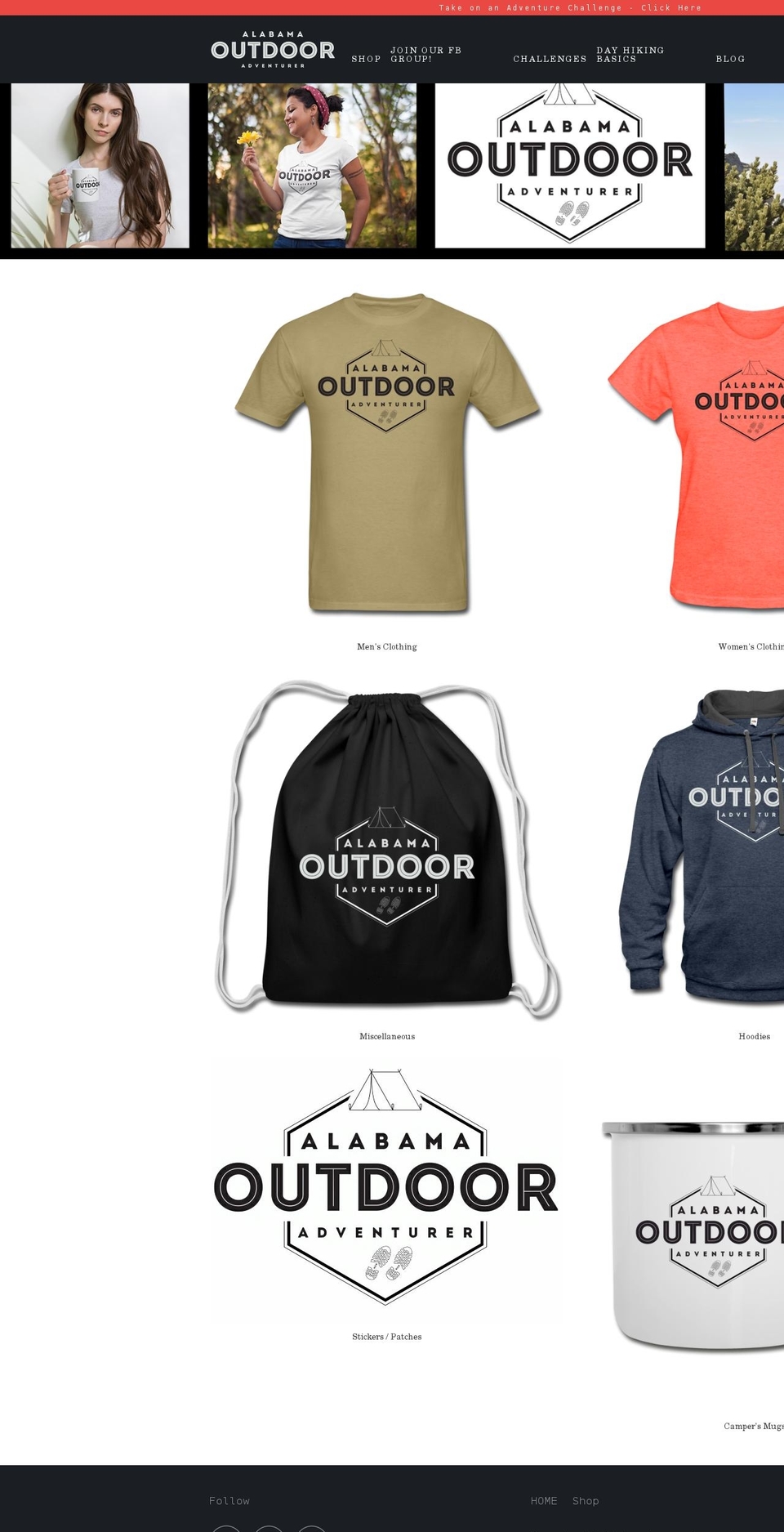alabamaoutdooradventurer.com shopify website screenshot