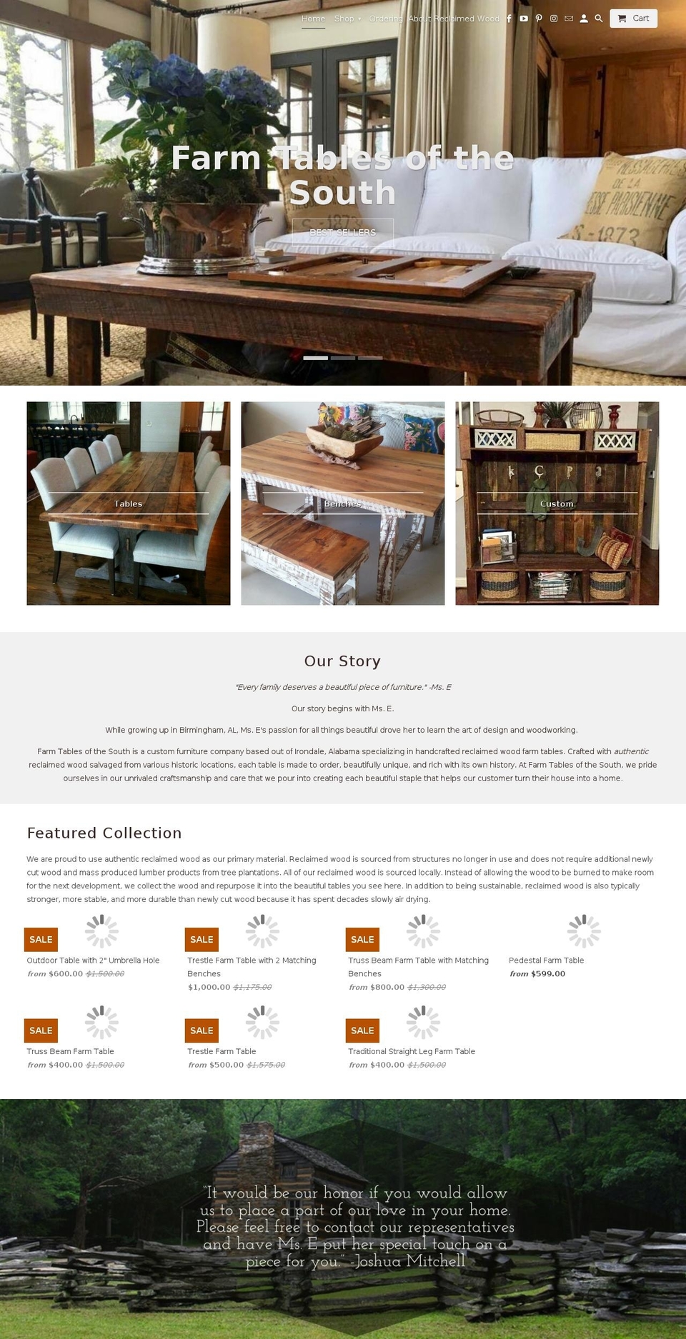 alabamatables.com — Shopify storefront screenshot