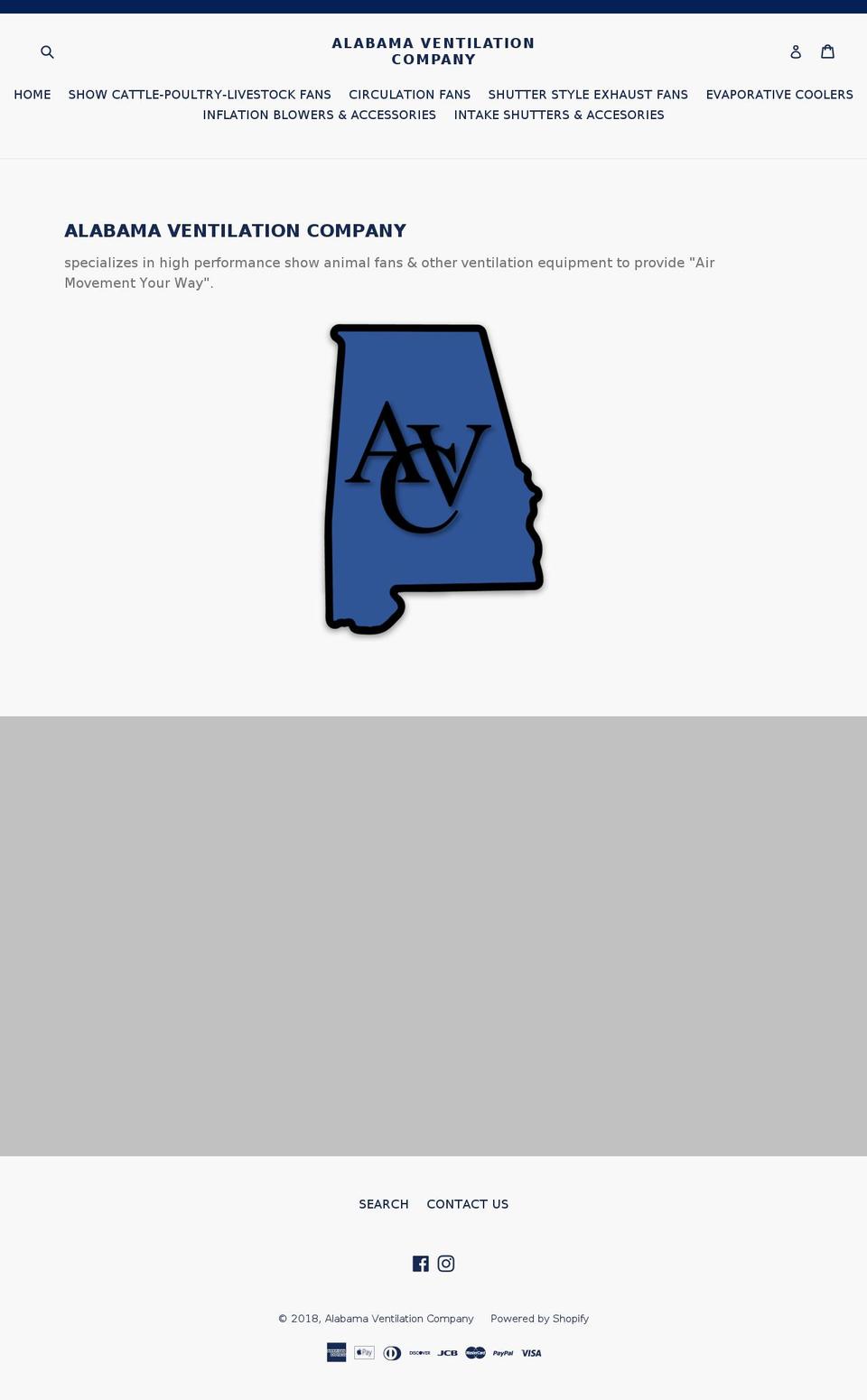 alabamaventilationcompany.com — Shopify storefront screenshot