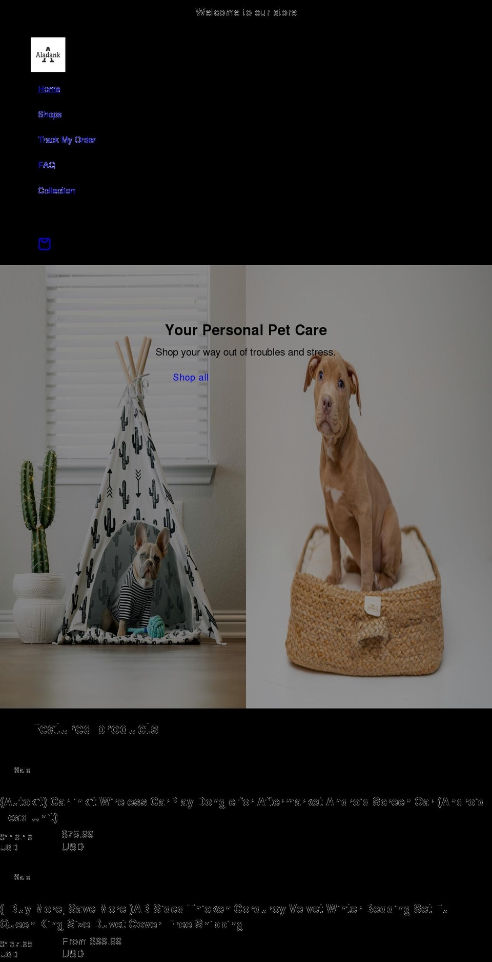 aladank.com shopify website screenshot