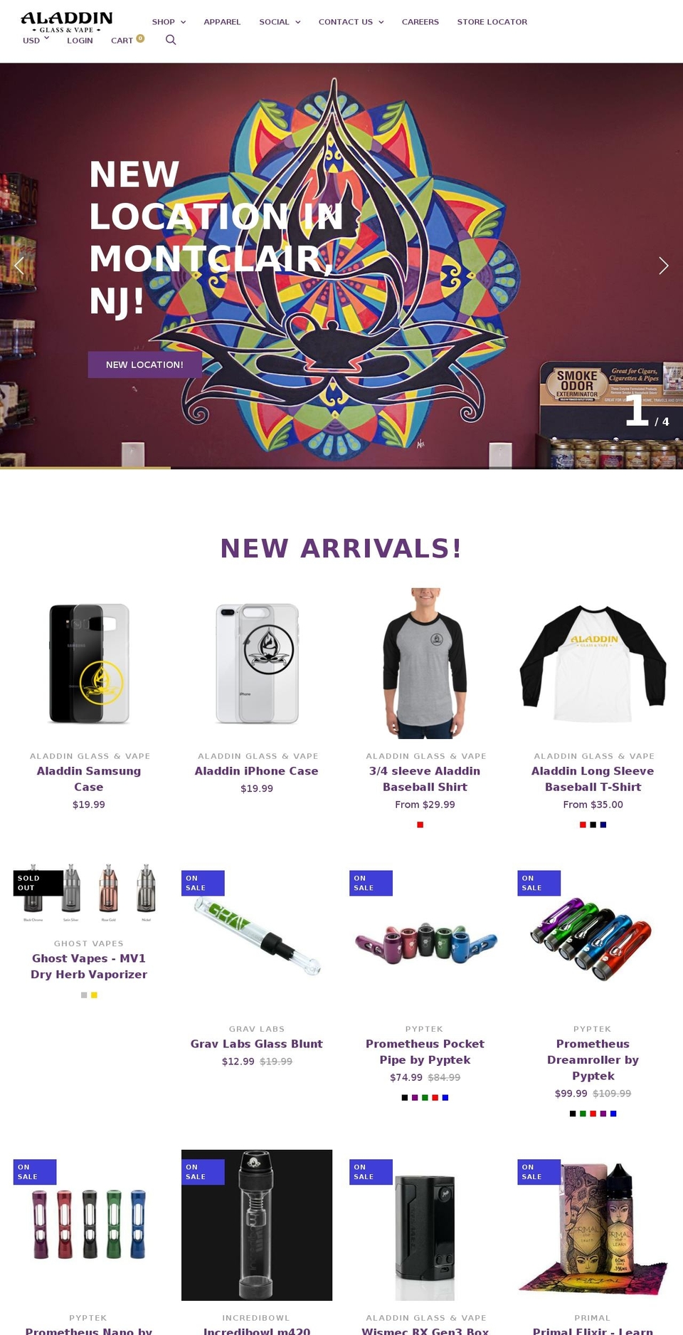 aladdingv.com — Shopify storefront screenshot