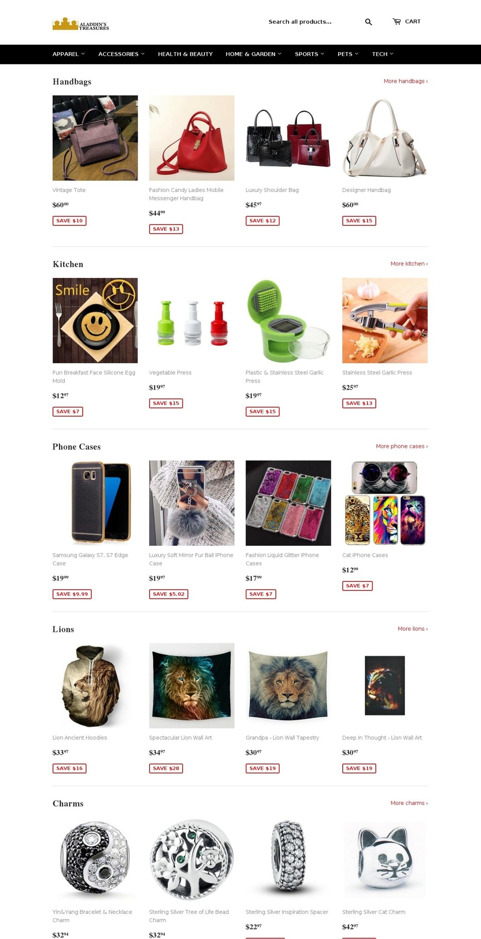 aladdinstreasurechest.com — Shopify storefront screenshot