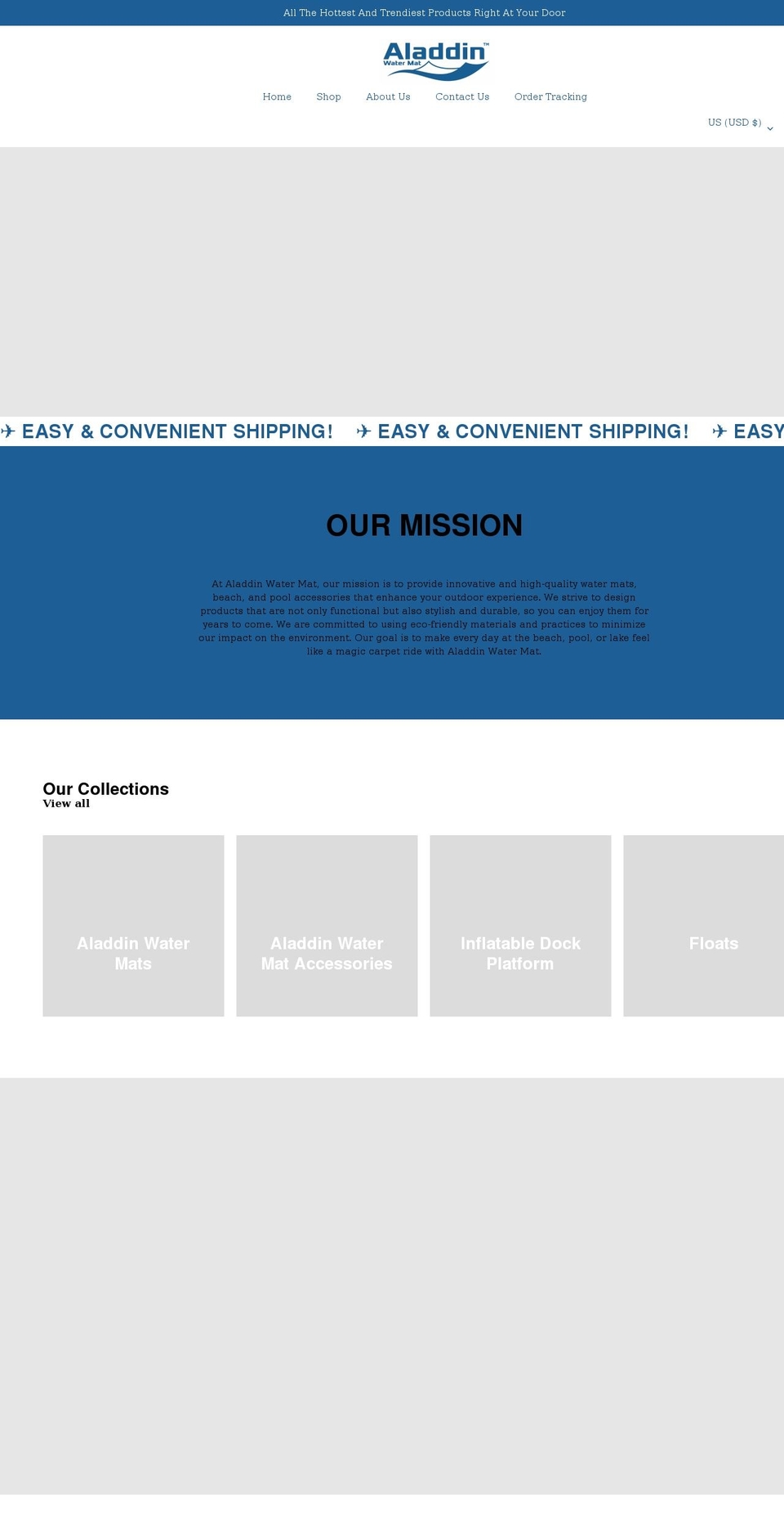 aladdinwatermat.com shopify website screenshot