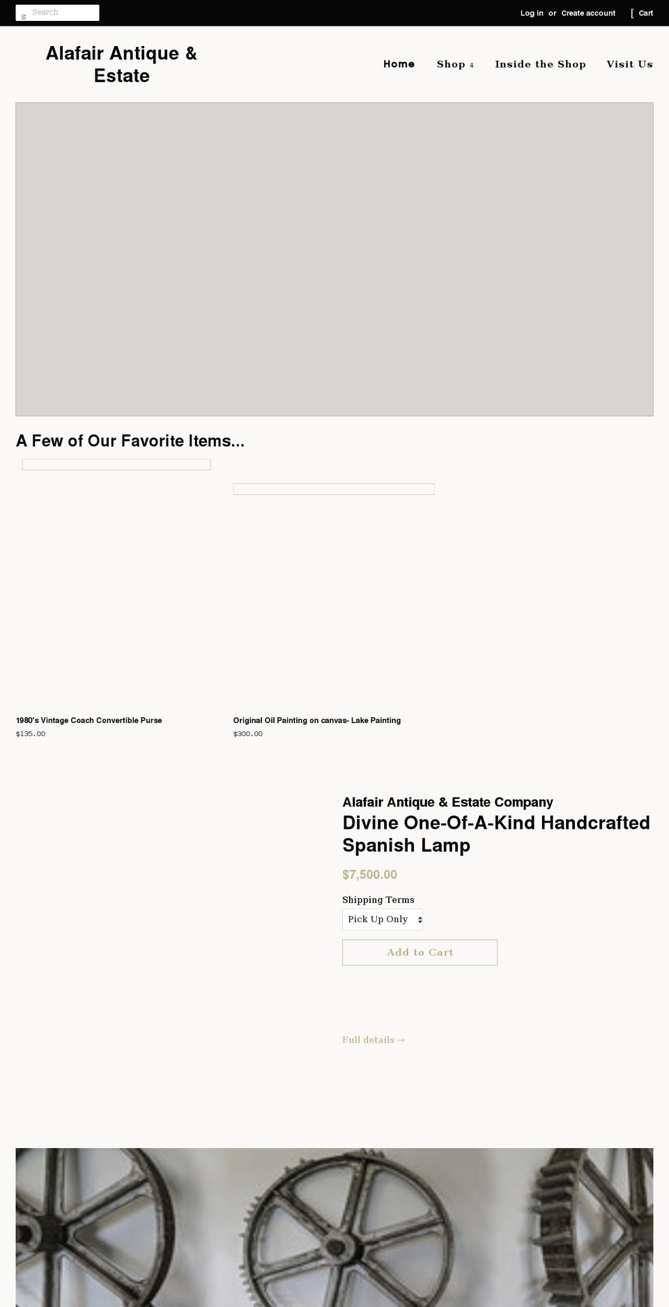 alafairantiques.com shopify website screenshot
