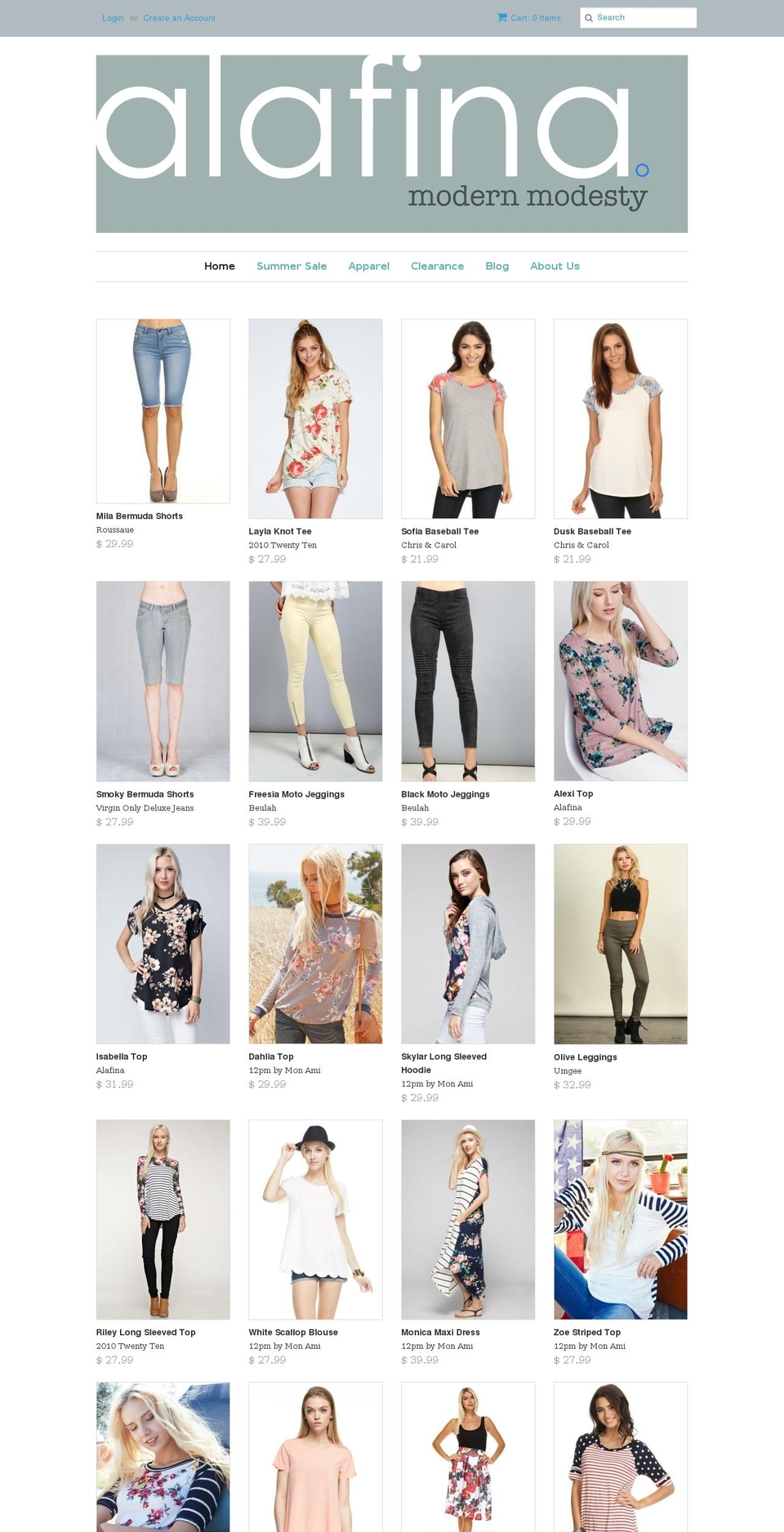 alafinaclothing.com shopify website screenshot