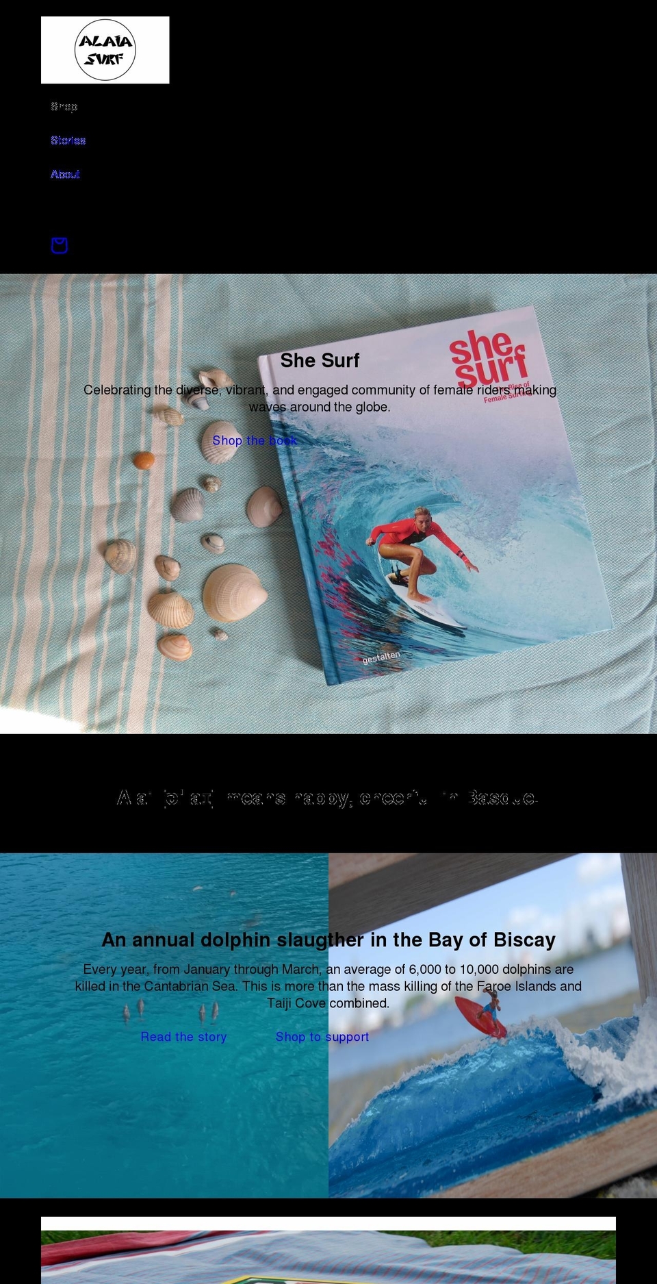 alaiasurf.com shopify website screenshot