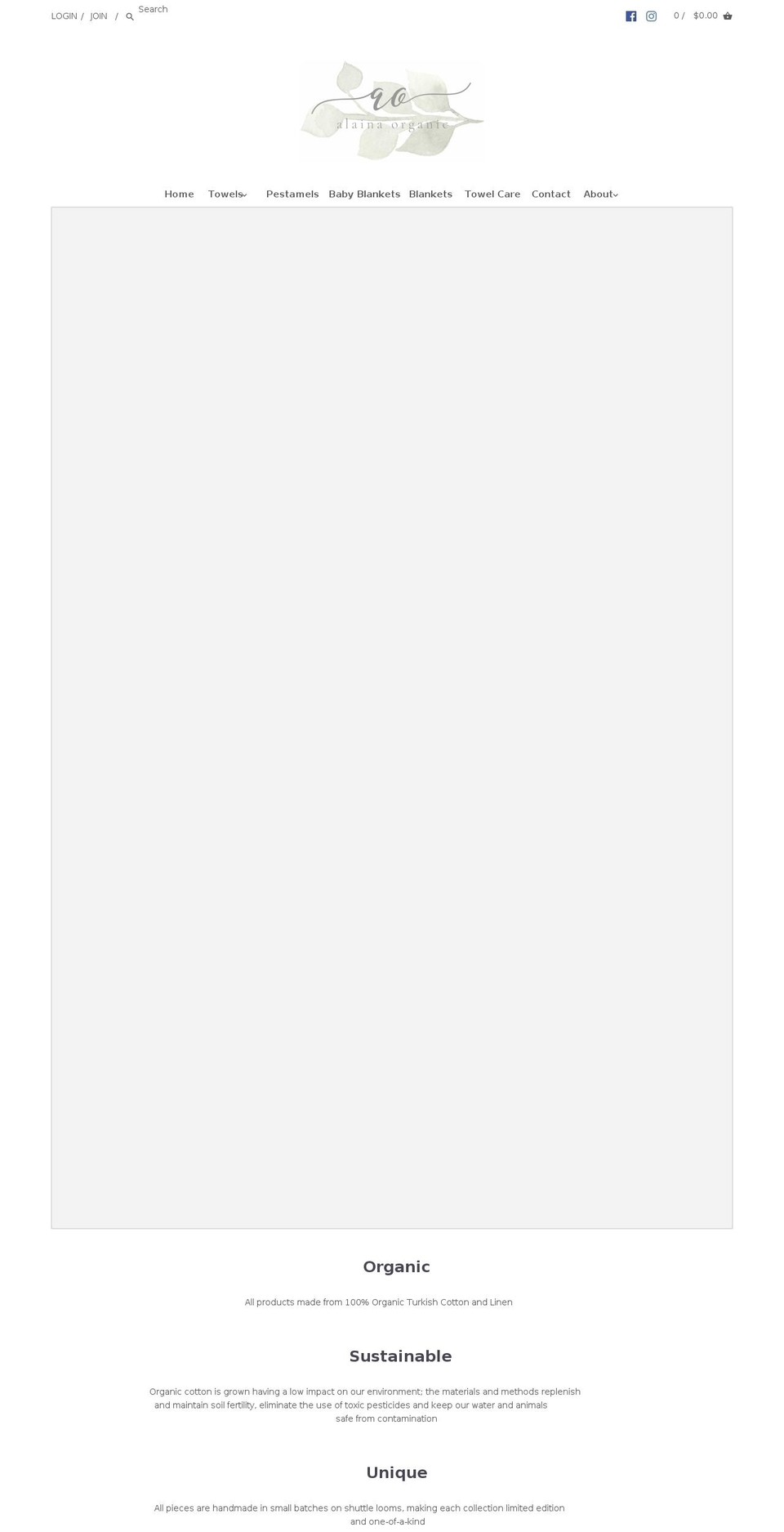 alainaorganic.com shopify website screenshot
