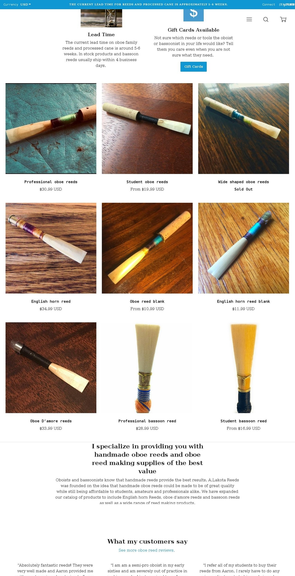 alakotareeds.com shopify website screenshot