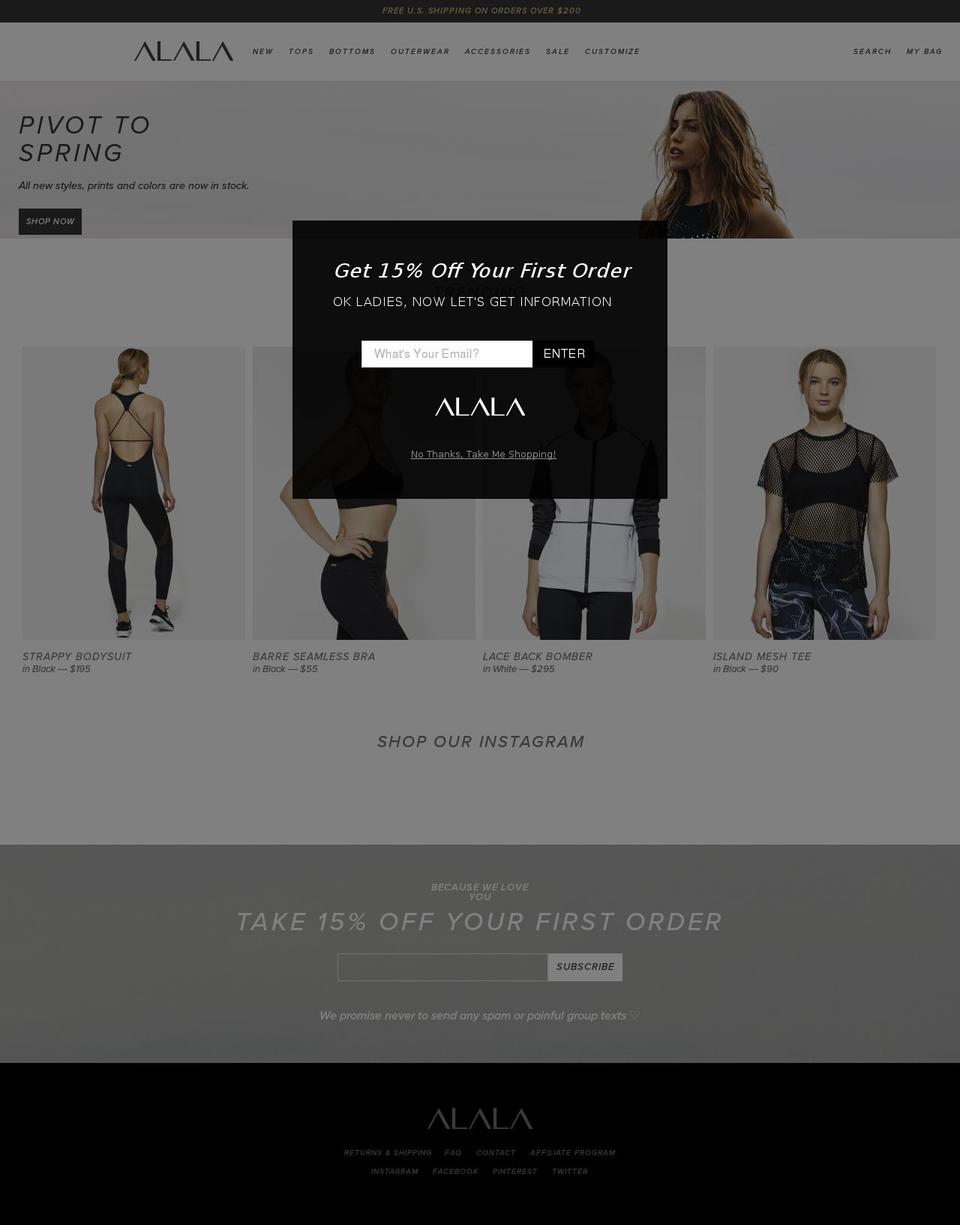 Dawn Shopify theme site example alalastyle.com