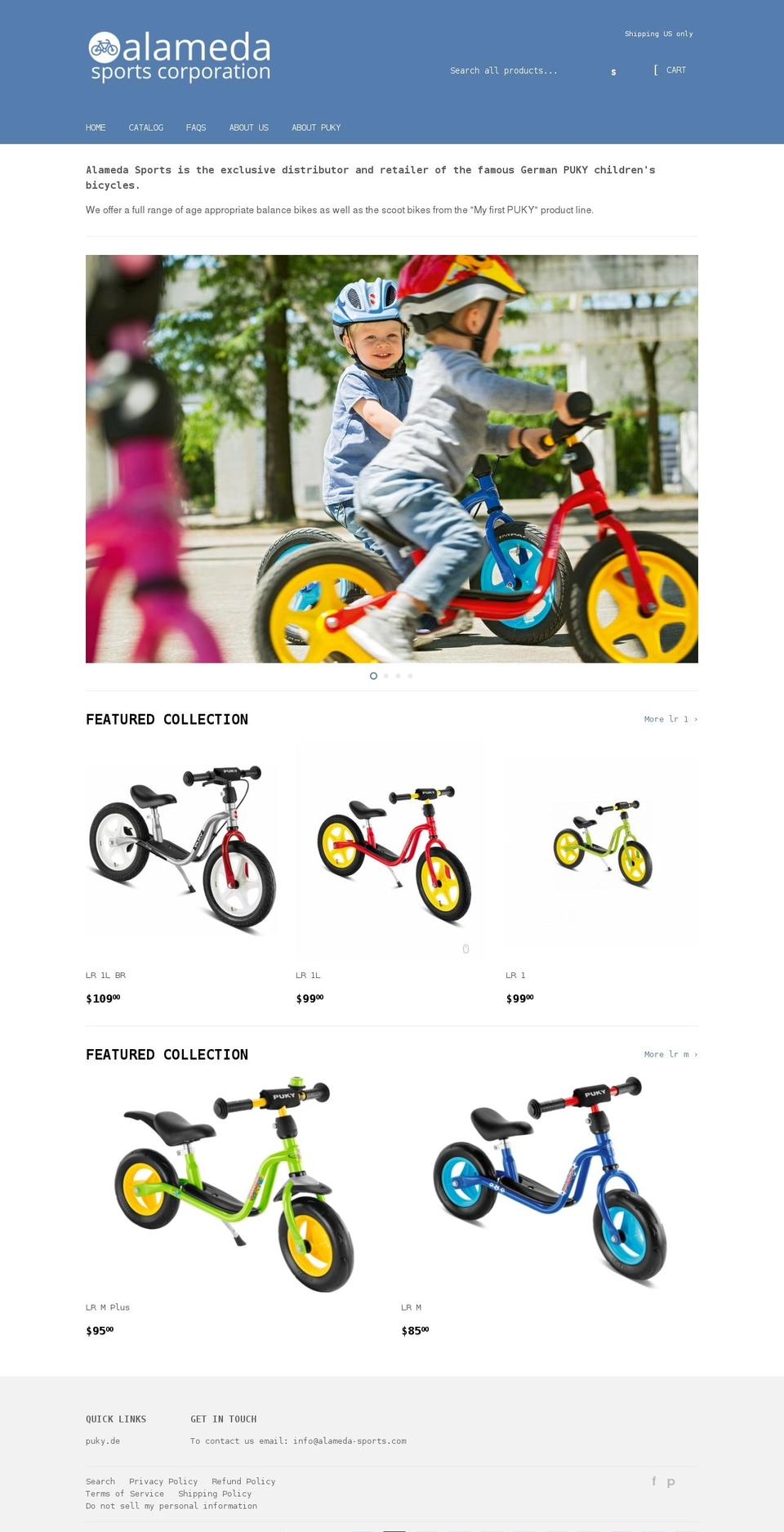 alameda-sports.com shopify website screenshot