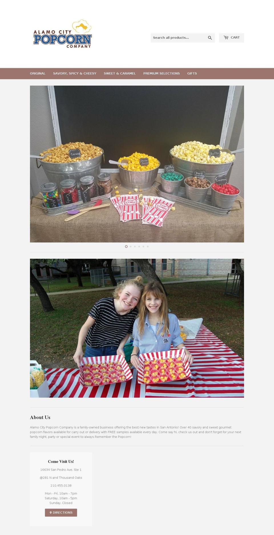 alamocitypopcorn.com shopify website screenshot